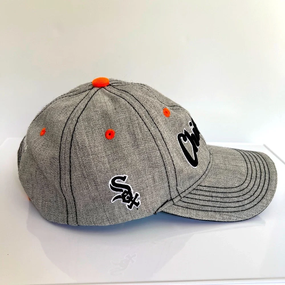 Chicago White Sox Gray with Orange Trim Baseball Hat with Velcro by Melonwear.
